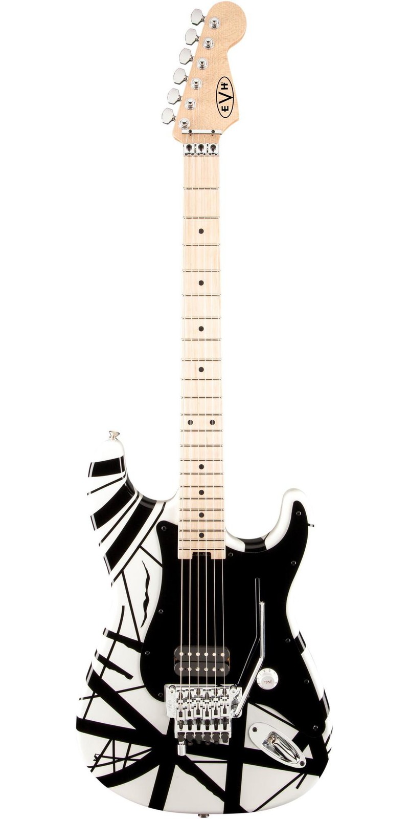 EVH Striped Series Electric Guitar White with Black Stripes