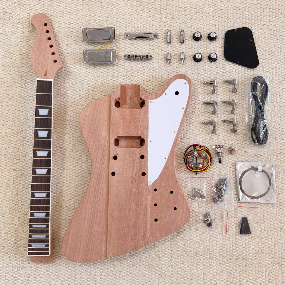 Unfinished 6-string Firebird DIY Electric Guitar Kit Mahogany body&neck CR part