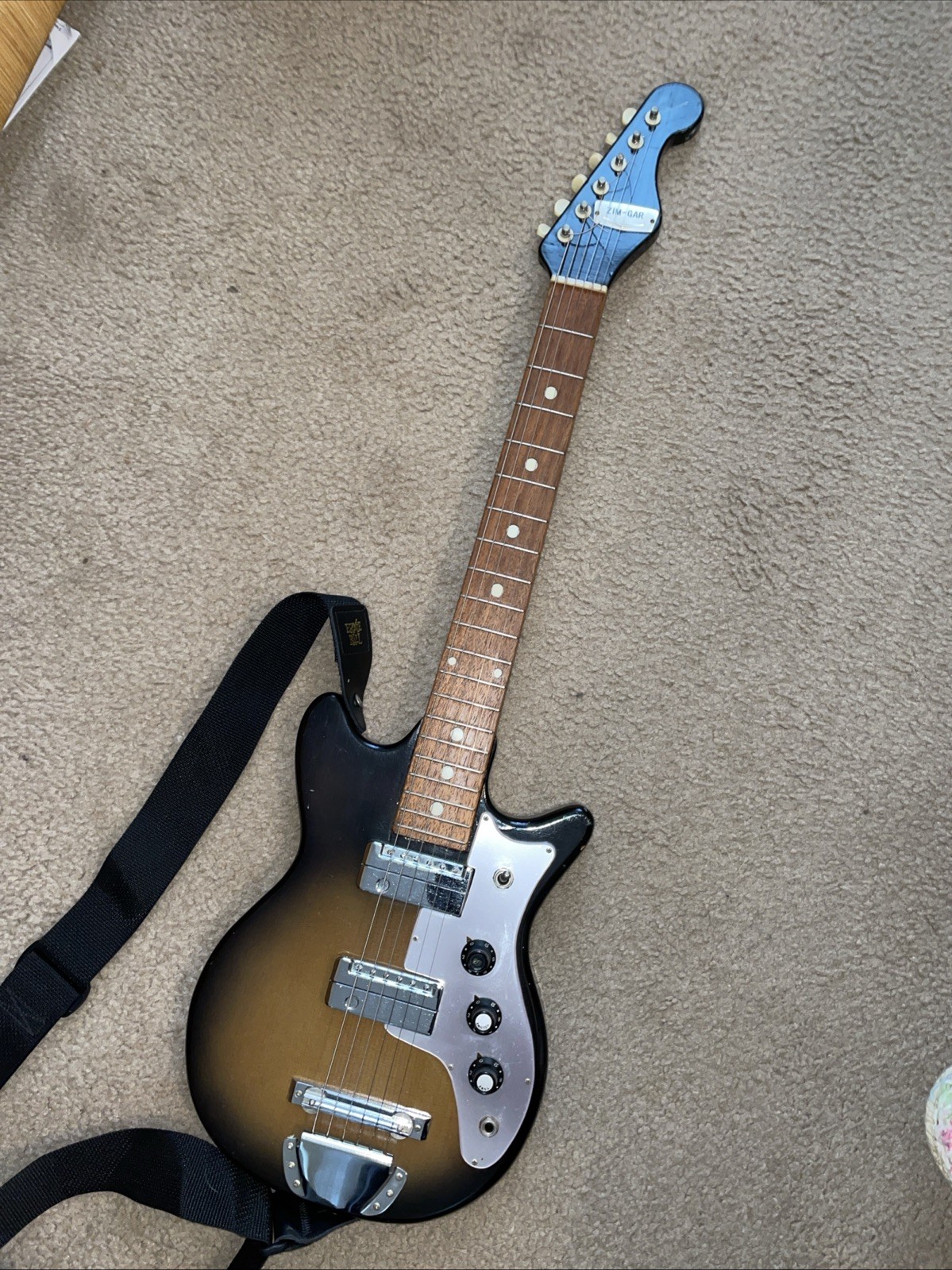 Vintage Japan Zim-Gar Semi-Hollow Body Model 101 Electric Guitar WORKS W/CASE