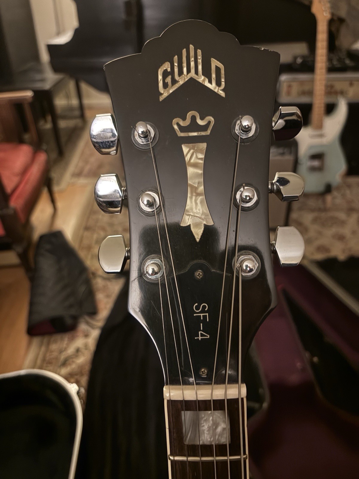 1980 Guild SF-4 Semi-Hollow Electric Guitar Brown 6-String (Left Handed) W/O/C