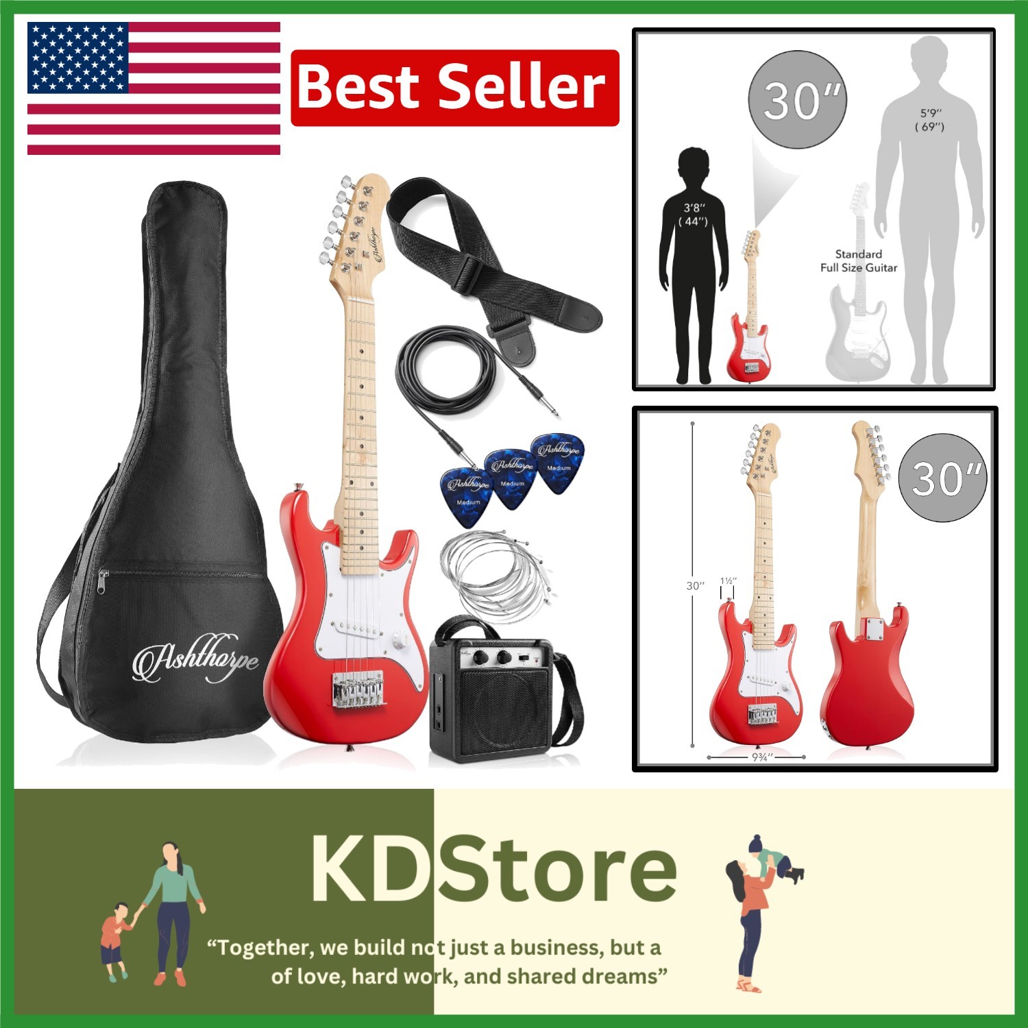 Stylish 30-Inch Alder Wood Electric Guitar Kit for Kids – Perfect for Beginners
