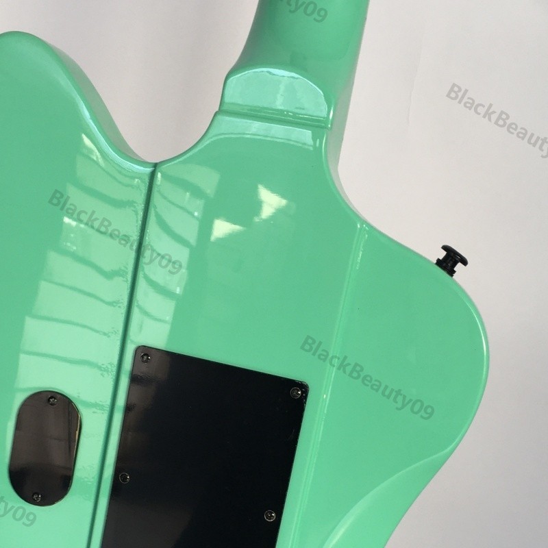 Solid Body Electric Guitar Stainless Rounded Fret Edge Green Humbucker Black HW