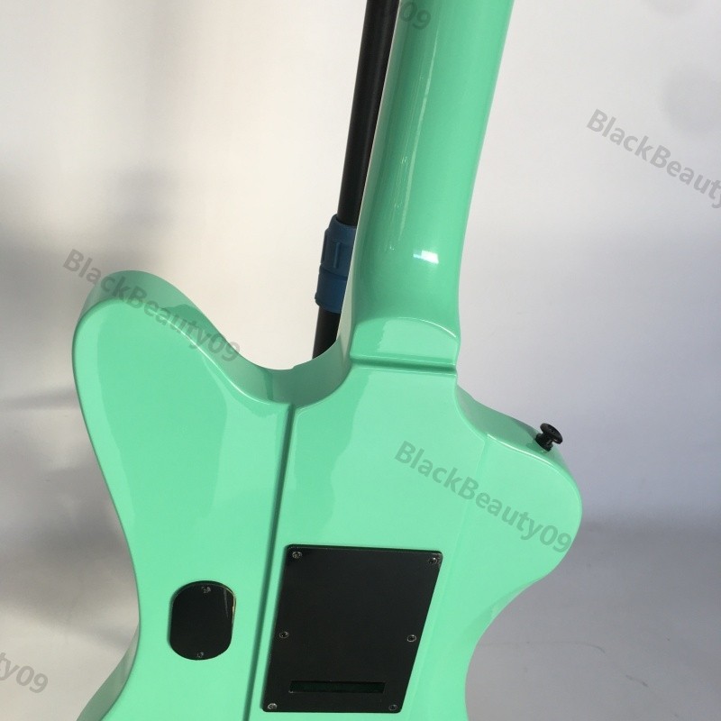 Solid Body Electric Guitar Stainless Rounded Fret Edge Green Humbucker Black HW