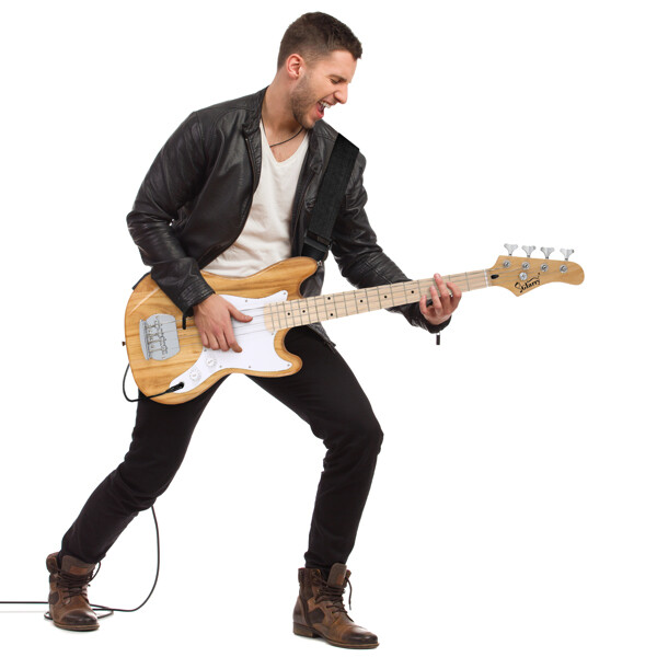 Glarry 4-string 30-inch short scale thin body GB electric bass guitar Burlywood