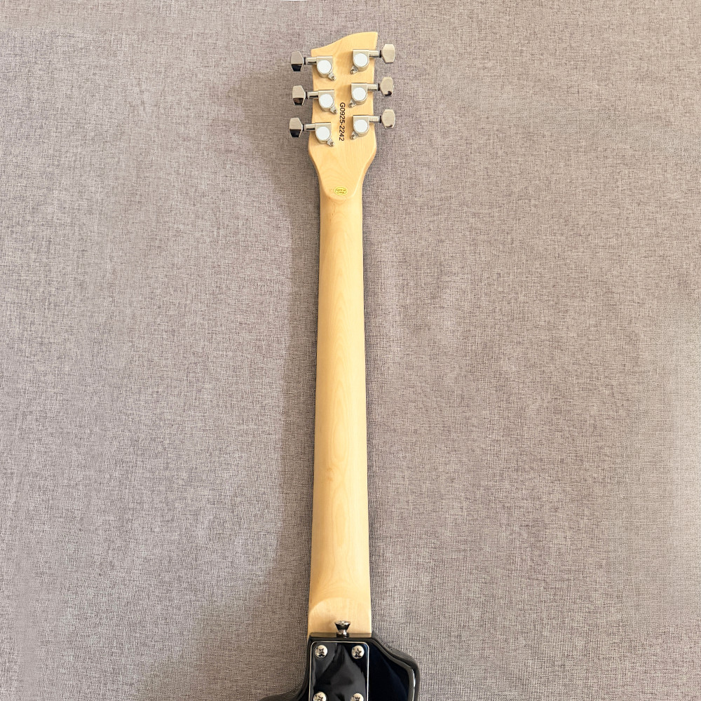 Black Mini Hofner Electric Guitar 6-String 24 Frets Lightweight Travel Friendly
