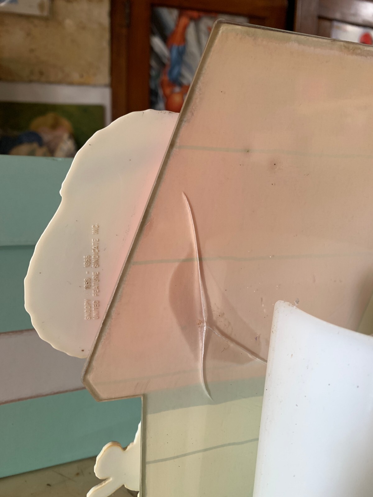 VINTAGE ORIGINAL plastic lamp ABAT JOUR SNOOPY schulz NUOVA LINEA ZERO ITALY