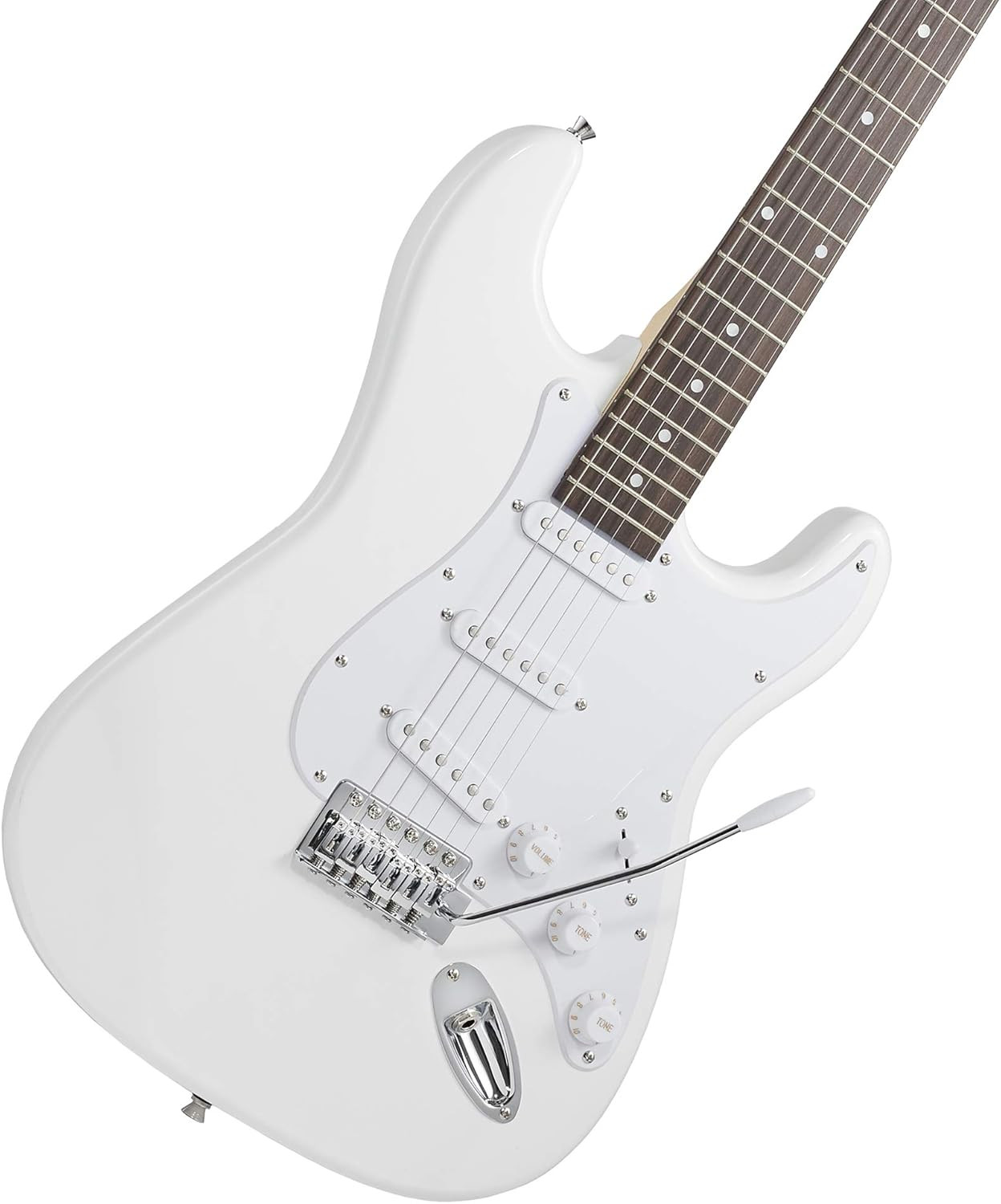 39-Inch Electric Guitar (White-White), Full-Size Guitar Kit with Padded Gig Bag,