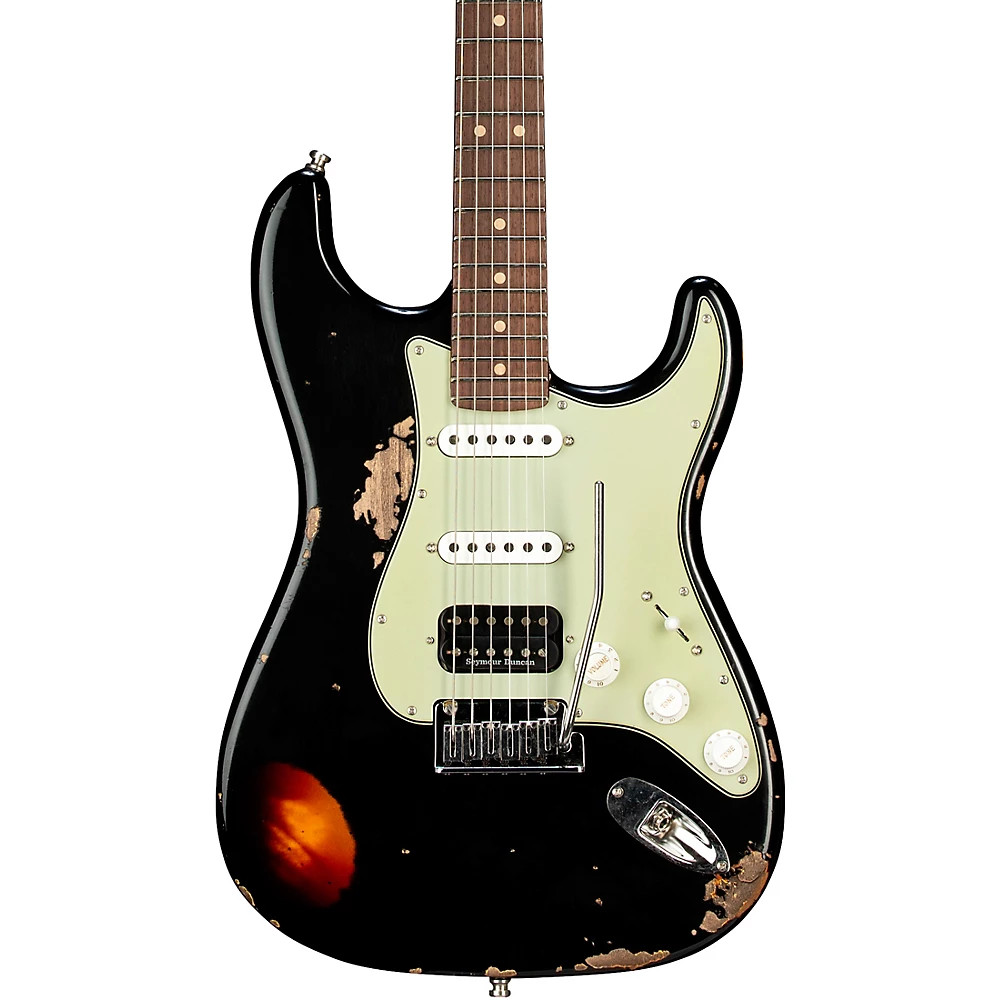Fender CS LE Custom Deluxe HB S1 Stratocaster Relic w CC HW Guitar Blackburst