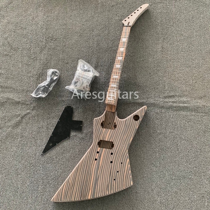 Unfinished Zebrawood DIY Electric Guitar Kits Include Hardware HH Pickups