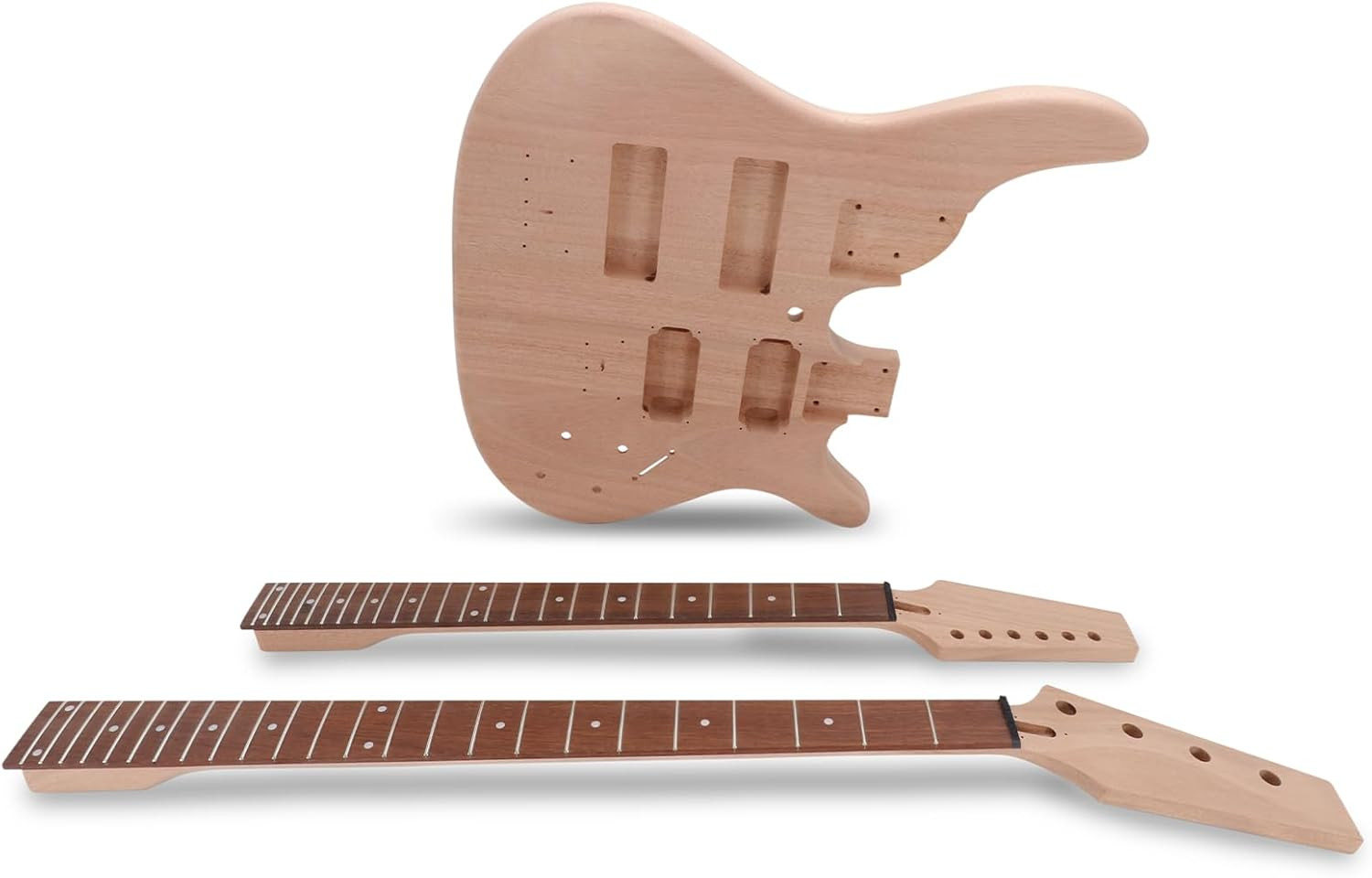 Double Neck DIY Electric Guitar Bass Kit 6-String 4-String Mahogany Build
