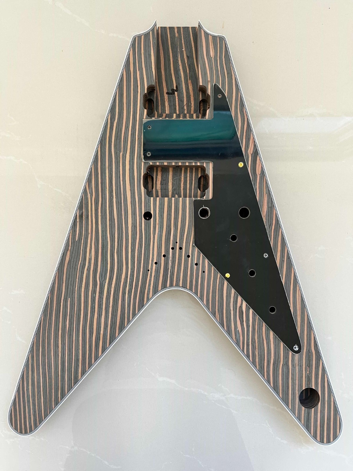 Whole Body Zebrawood Unfinished V Bridges DIY Electric Guitar Kits FREE SHIP