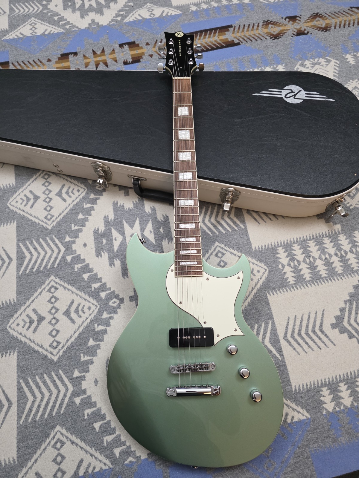 Reverend Sensei Jr Electric Guitar Metallic Sage Green P90 w/ Hard Case Rare
