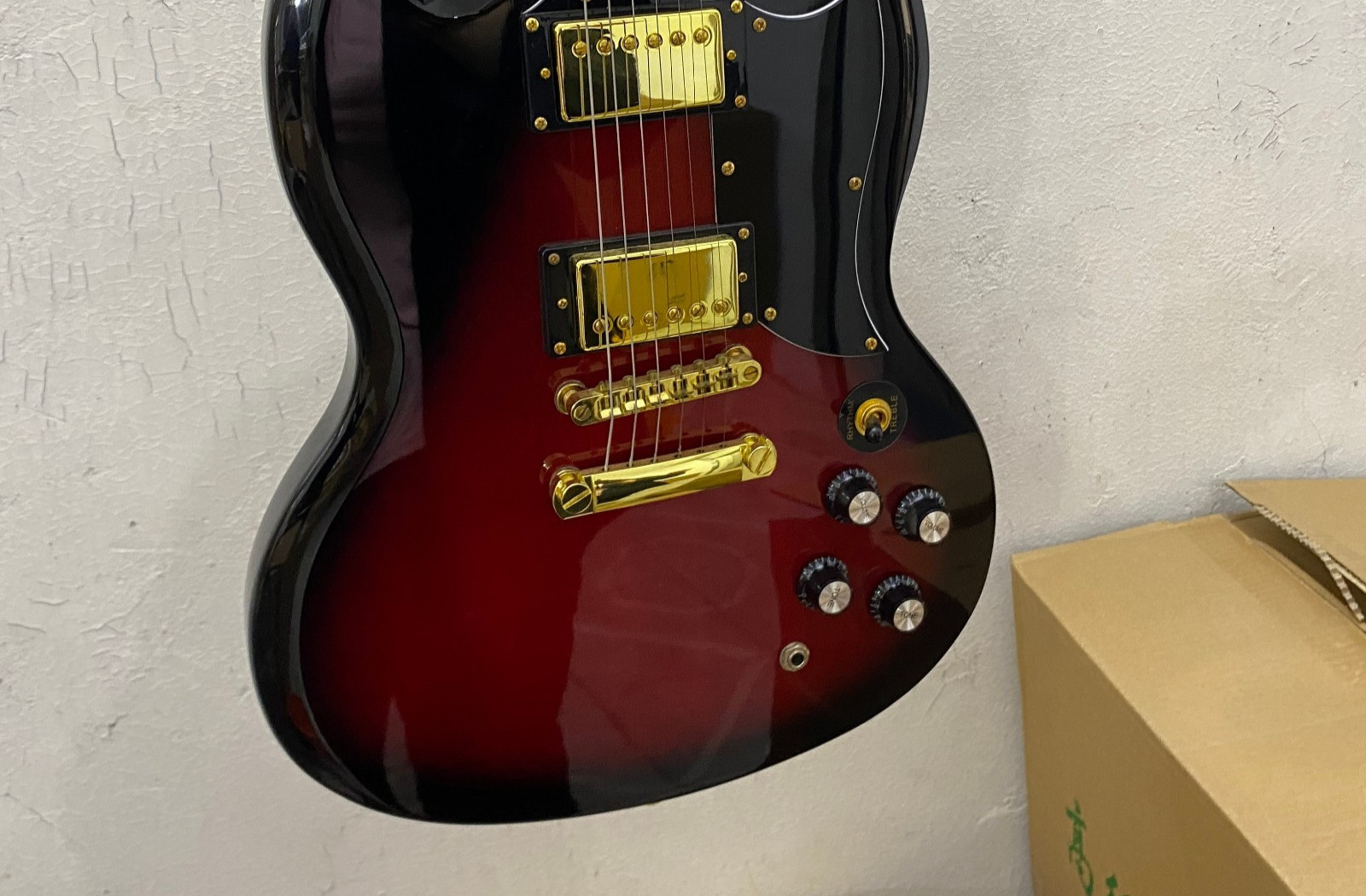 Head-Turning Red-Black Burst Electric Guitar Premium Gold Hardware Flash sale⚡