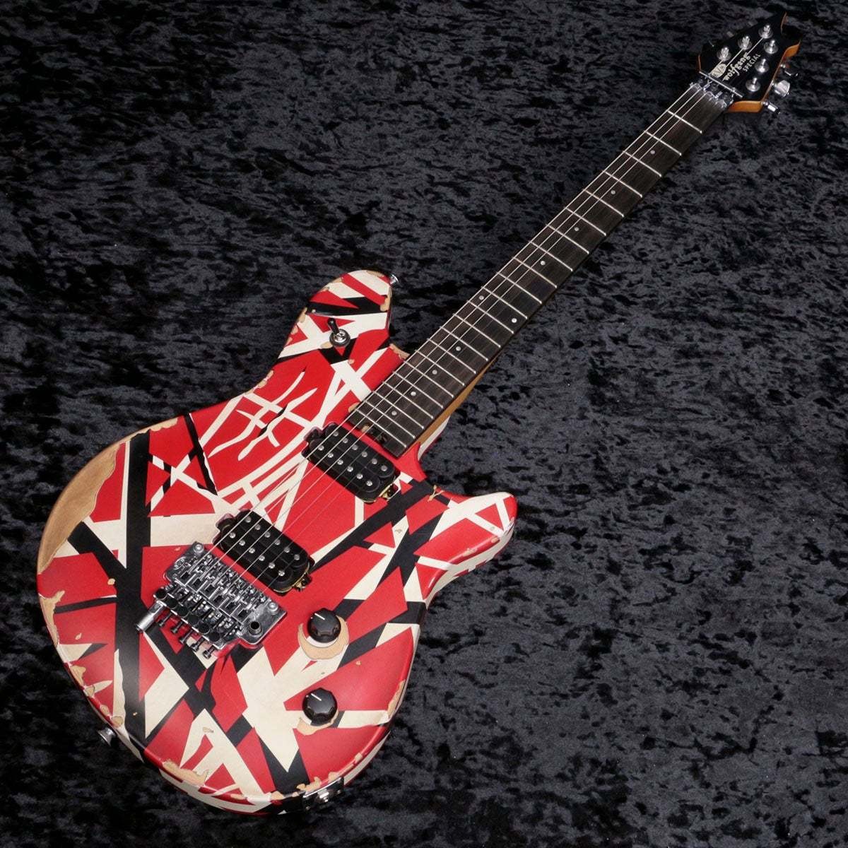 EVH Limited Edition Wolfgang Special Striped Series Ebony FB Red Black and White