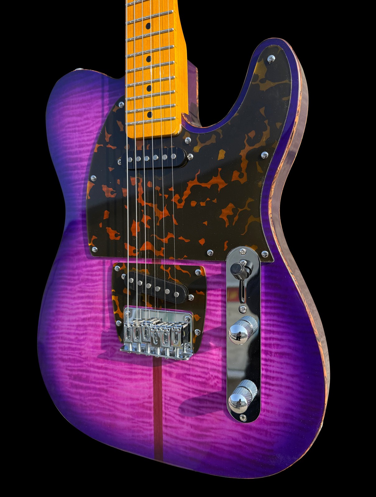 Firefly FFTL Mad Cat Electric Guitar Transparent Purple Maple Neck Flamed Top