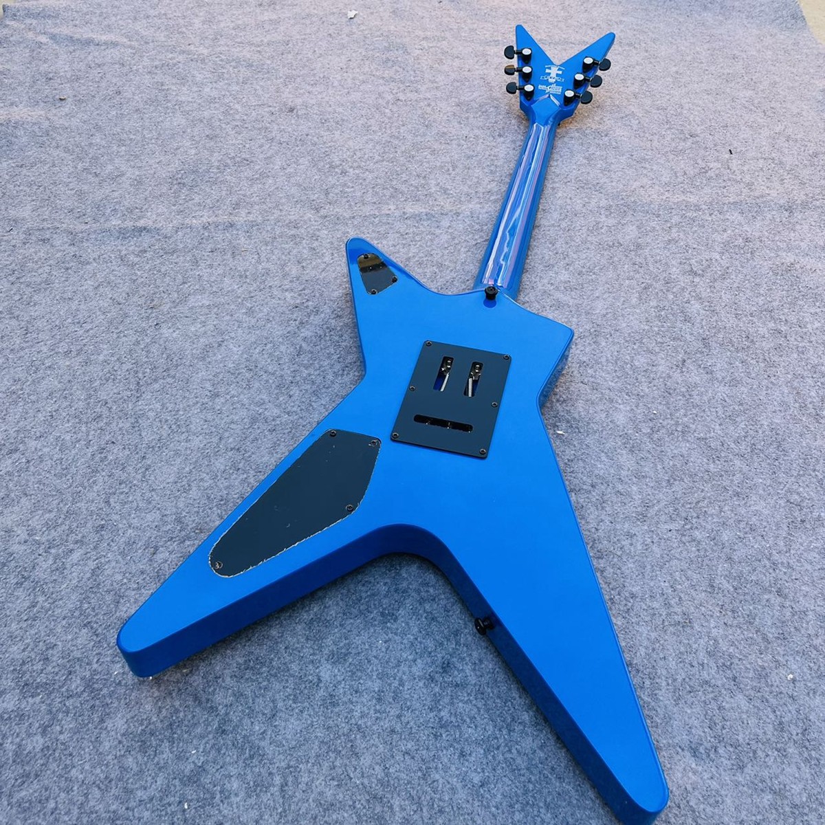 22 Frets Electric Guitar Run Lightning Bolt Blue Mahogany Body Black Hardware