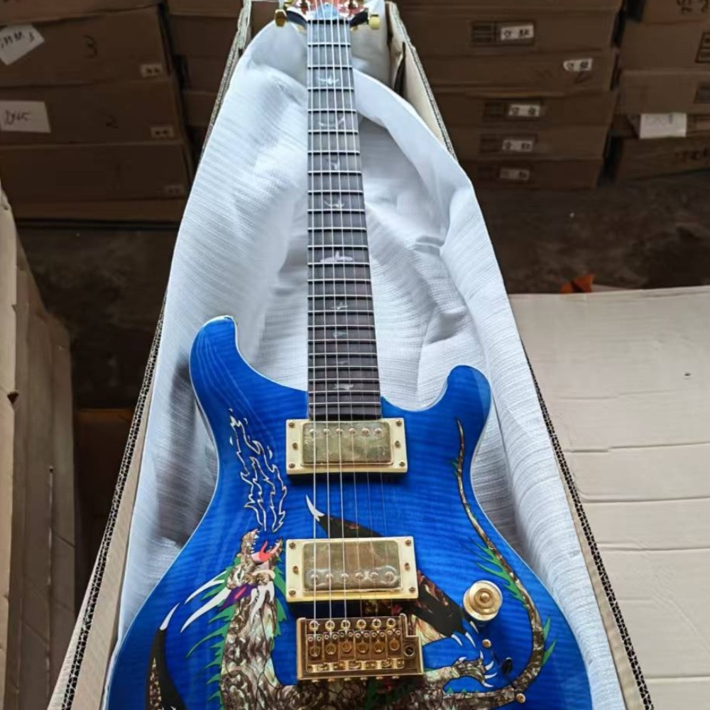 Custom 22 Private Stock 30th Anniv. Dragon Blue Electric Guitar Gold Hardware