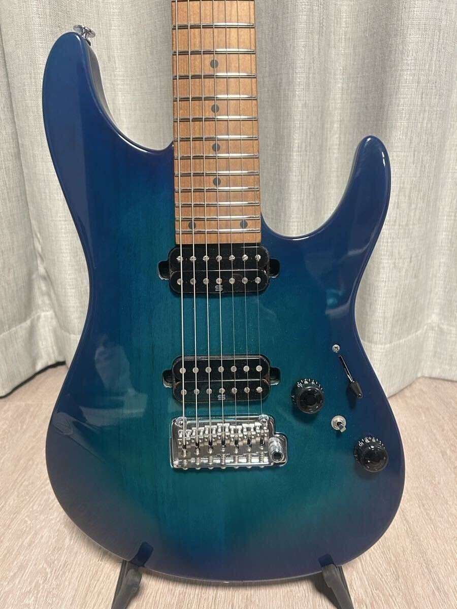 Ibanez AZ24027 Prestige Refinished 7 String Guitar Blue Green Japan Made