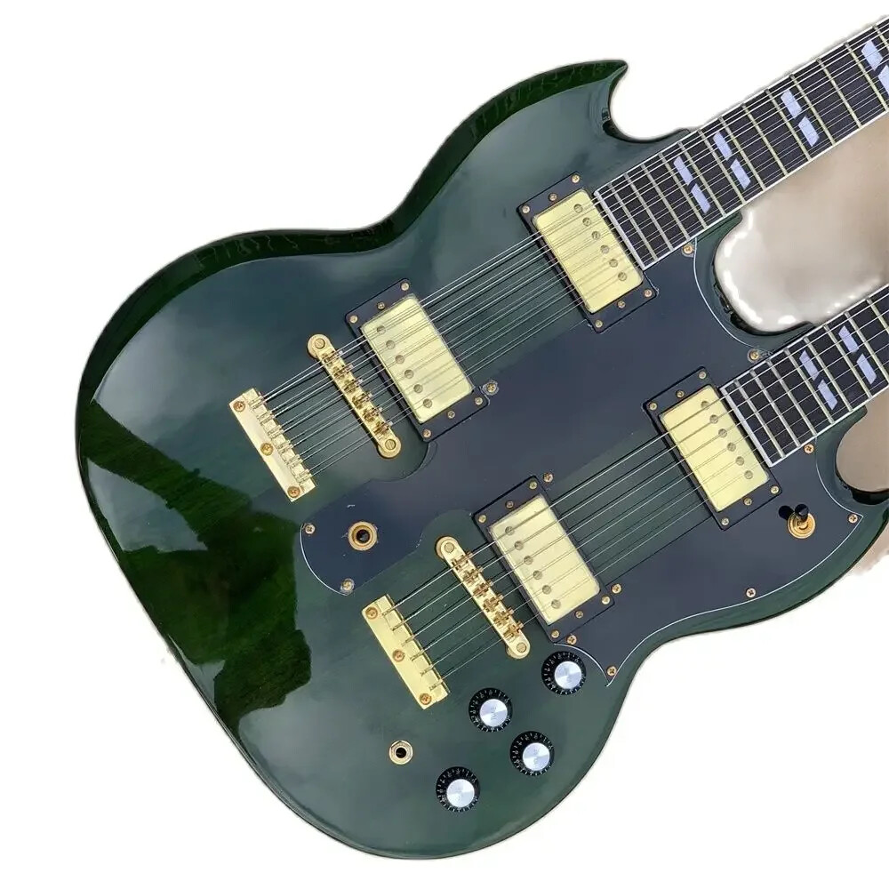 Hot Sale Green Double Neck Electric Guitar 6/12 Strings Guitar High Quality