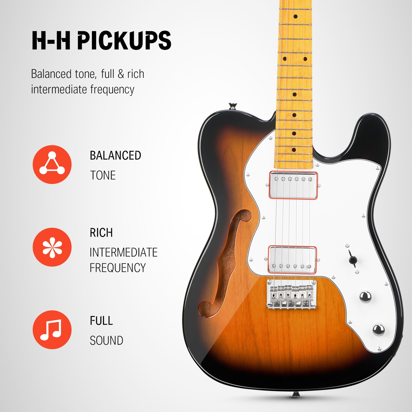 Donner DJC-1000 Electric Guitar Tele Jazz Design HH Pickup + Gig Bag Strap Cable