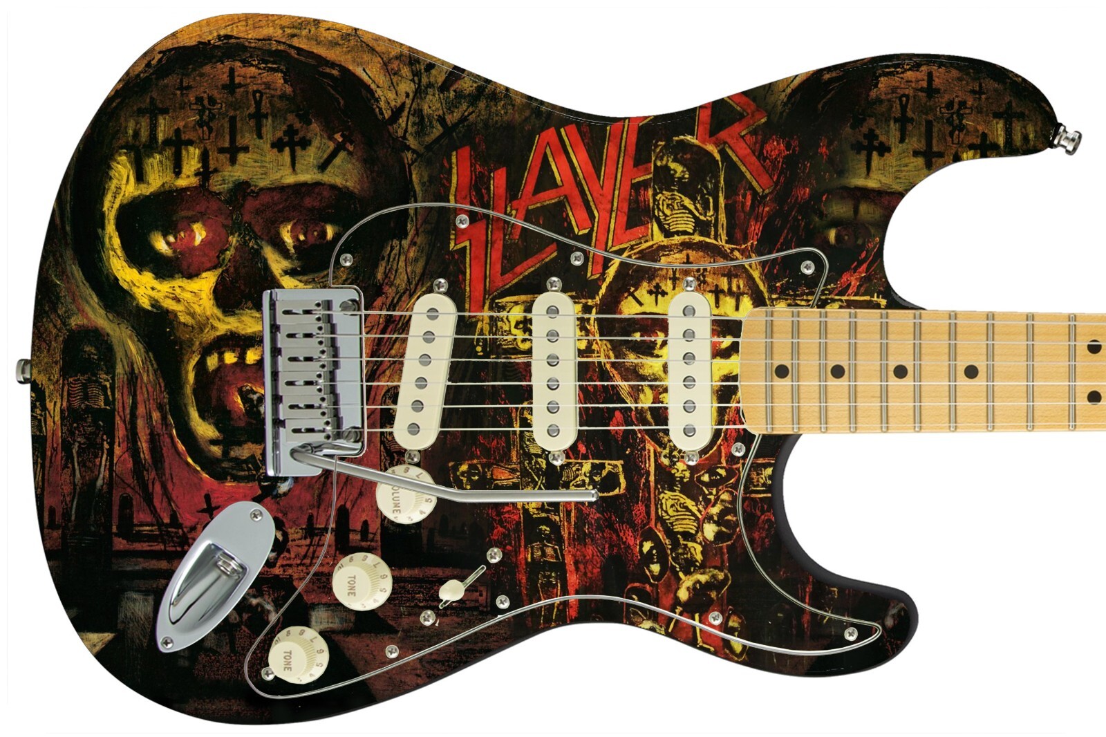 Guitar Skin Axe Wrap Iconic 80’s Metal Rock Slayer Seasons in the Abyss 1224