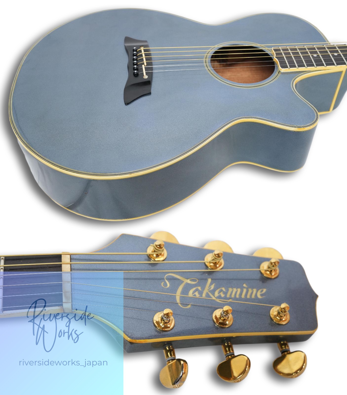 TAKAMINE PT-108 Blue Metallic 80s Japan Electro-Acoustic with Hard Case