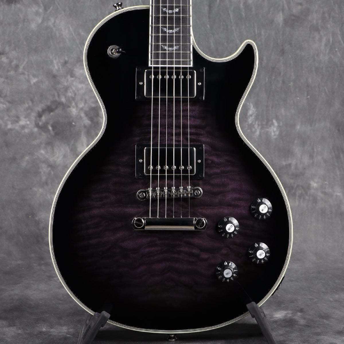 Epiphone Inspired by Gibson Bats in Flight Les Paul Custom Quilt Dark Purple Bur