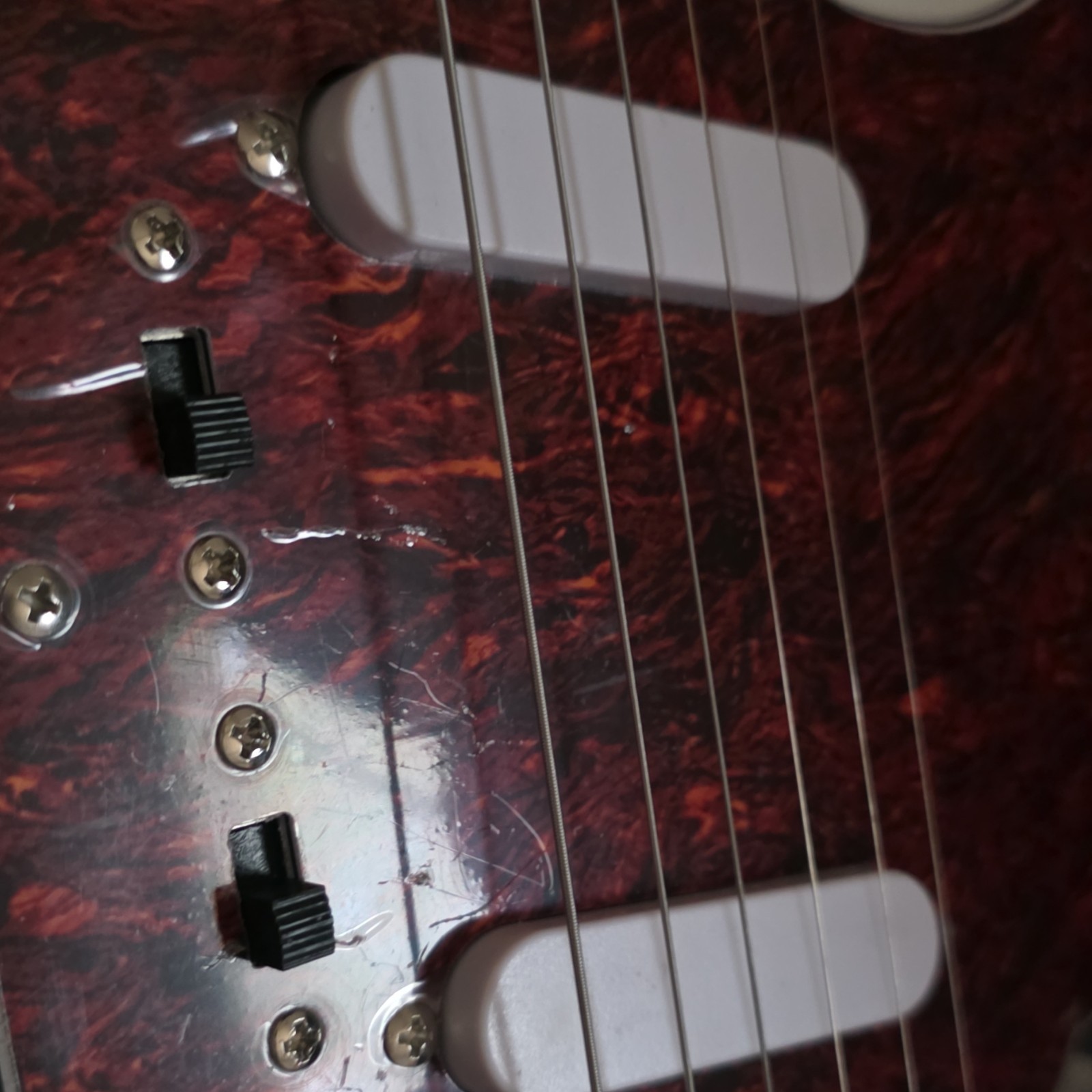 Electric Guitar White Solid Body 6-String w/ hand built Mustang. Fender parts.