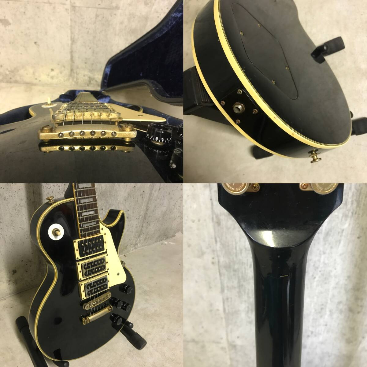Electric Guitar Greco EG800PB Les Paul 3PU Custom Black 1978 with Hard Case