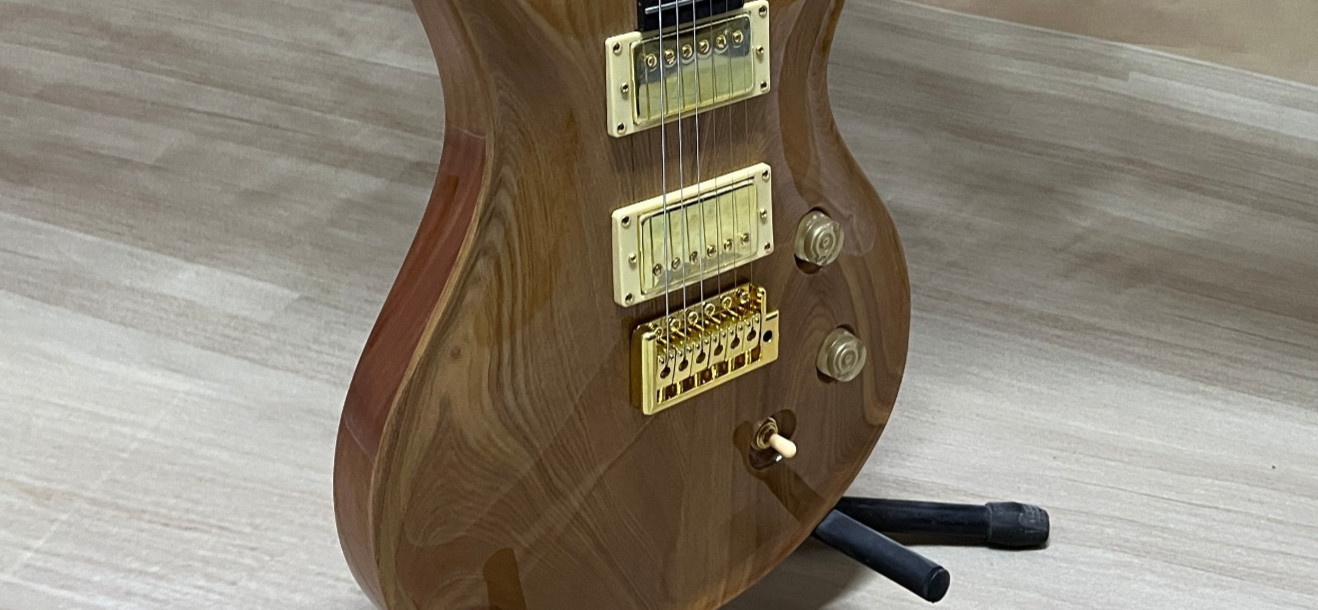 🪵Natural Wood Grain Custom Electric Guitar 🎸Gold Hardware Bird Inlay