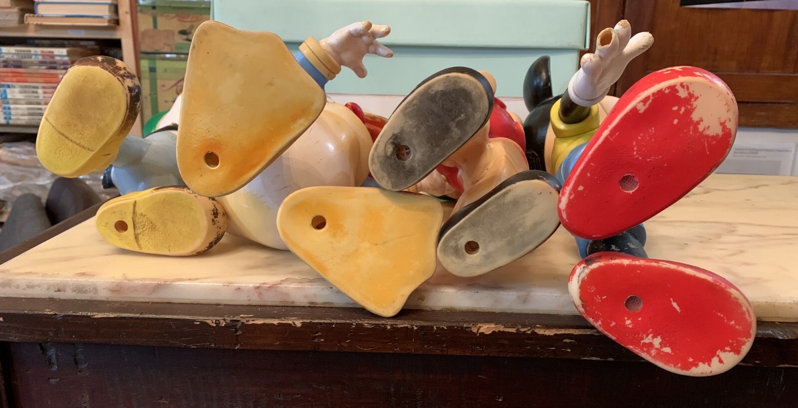 4x lot LARGE rubber toy DISNEY pinocchio jiminy cricket mickey mouse donald duck