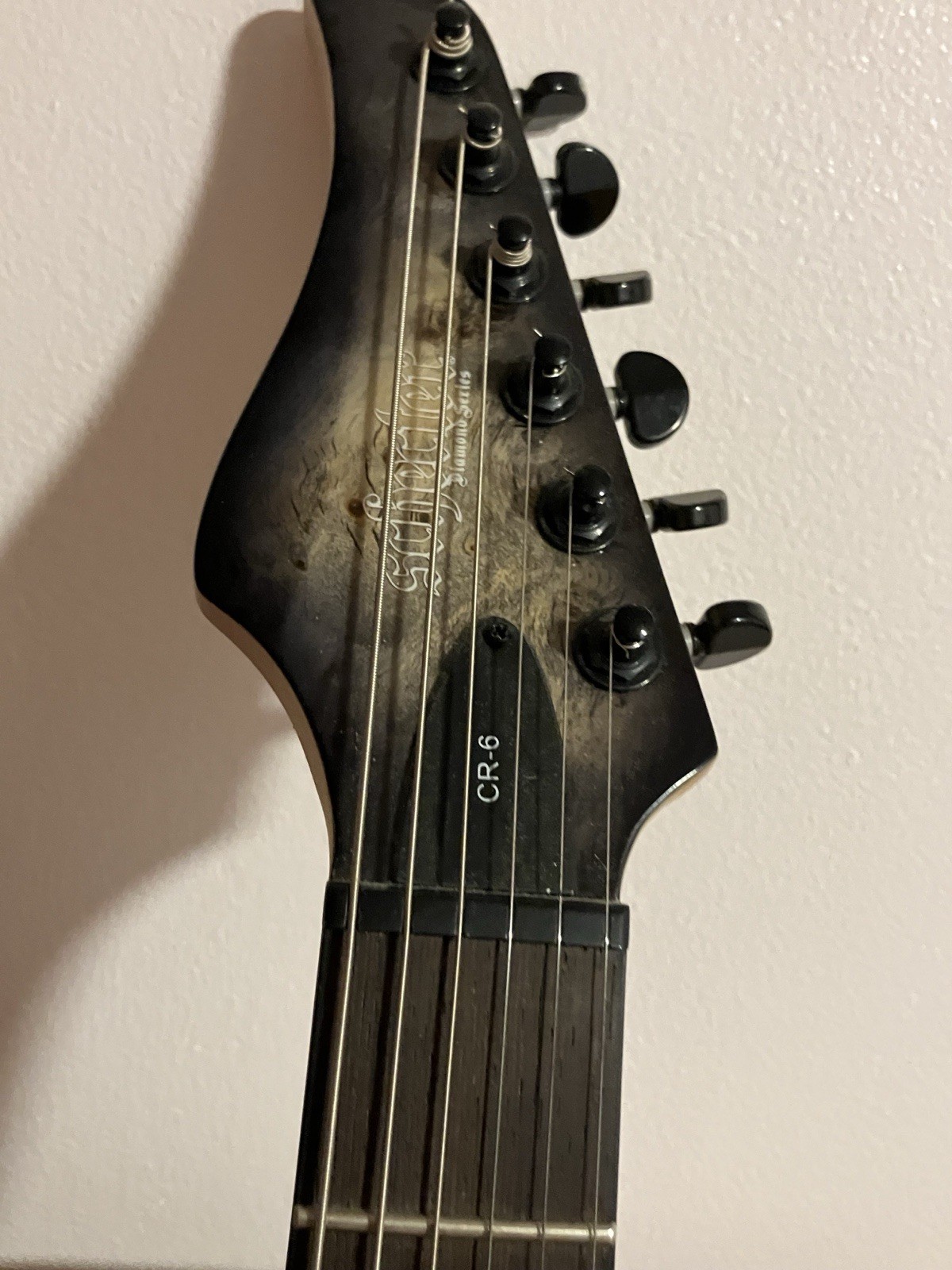 Schecter CR-6 Unique Charcoal Burst Poplar Burl Exotic Top Mahogany HH