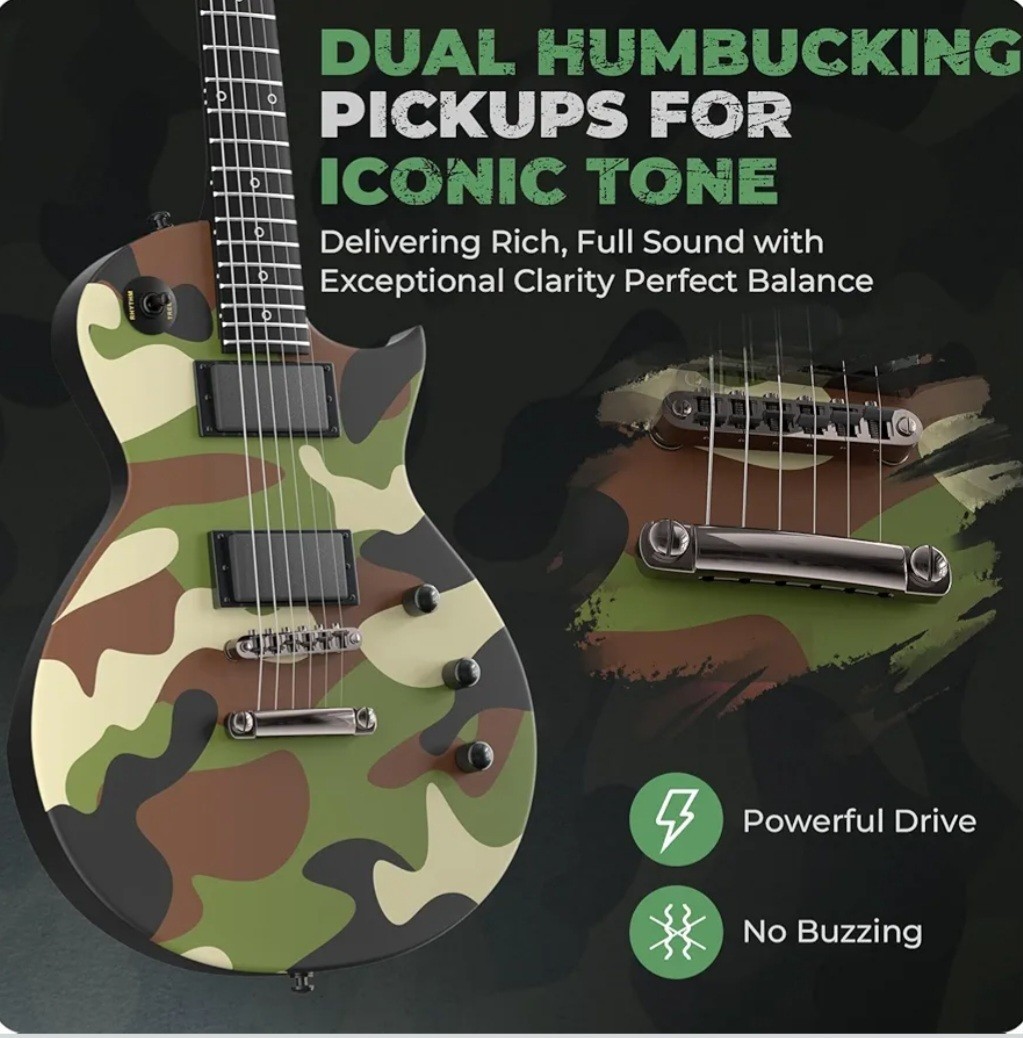 NEW CAMOUFLAGE LP STYLE Felsley FLP400 Electric Guitar. NICE!! FAST SHIPPING!!