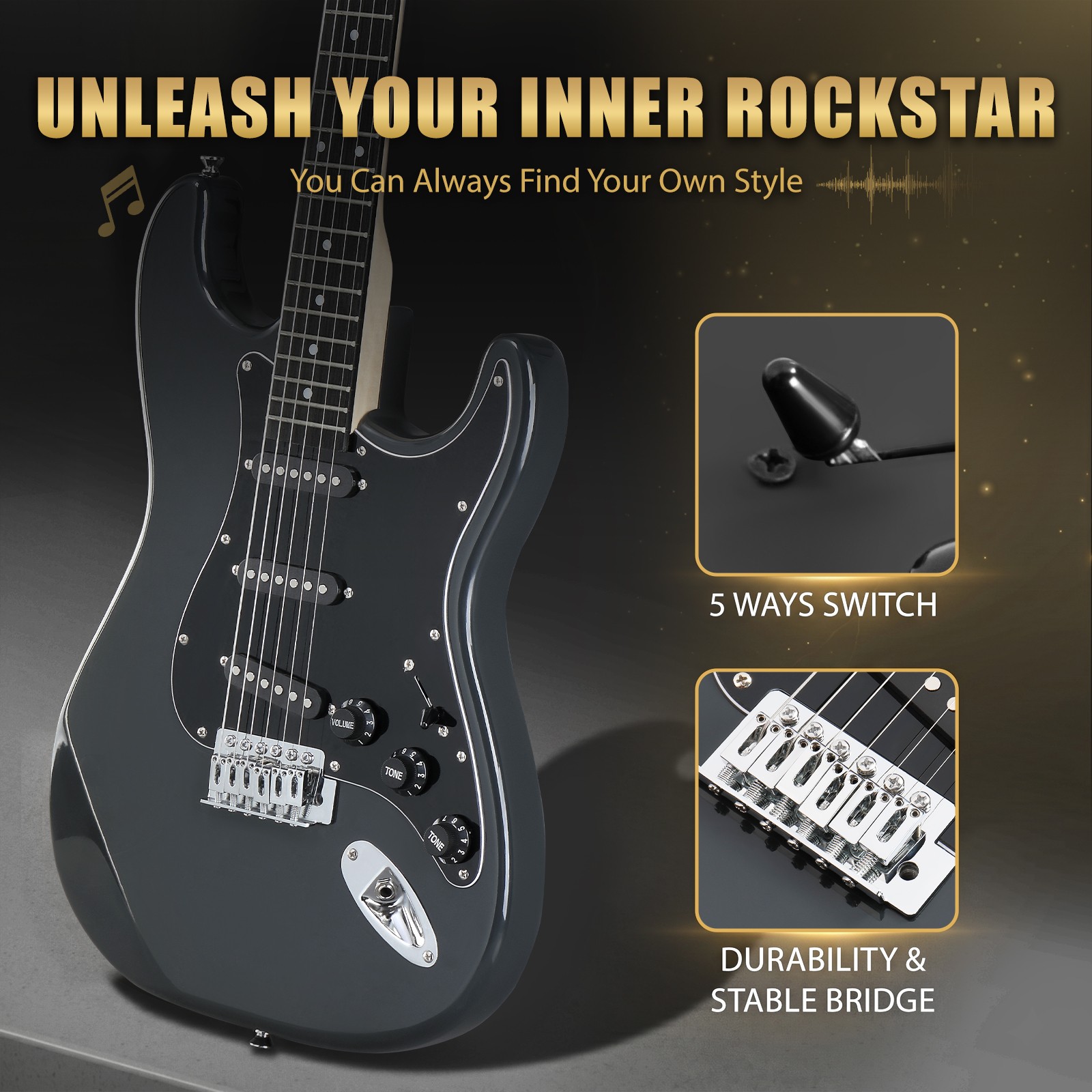Electric Guitar 39” Beginner Electric Guitar Kit /w Amp for Student with Gig Bag