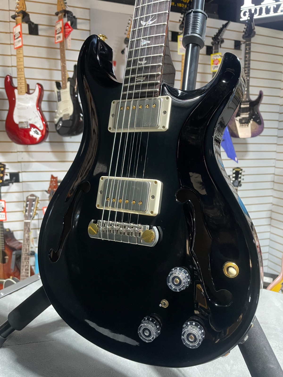 PRS Hollowbody II Piezo Electric Guitar – Custom Color Piano Black w/OHSC & PLEK