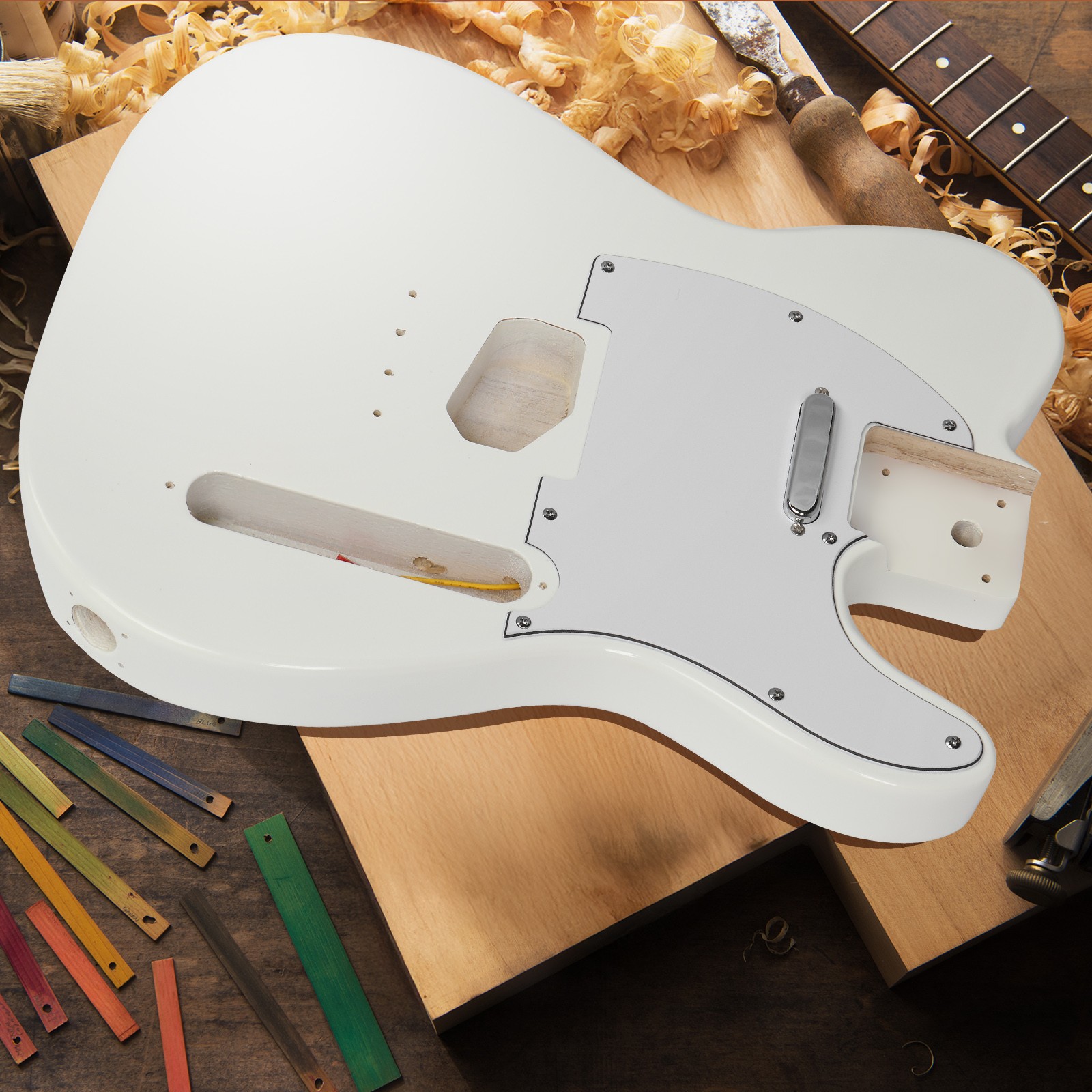 DIY 6 String TL Style Electric Guitar Kits with Mahogany Body US White