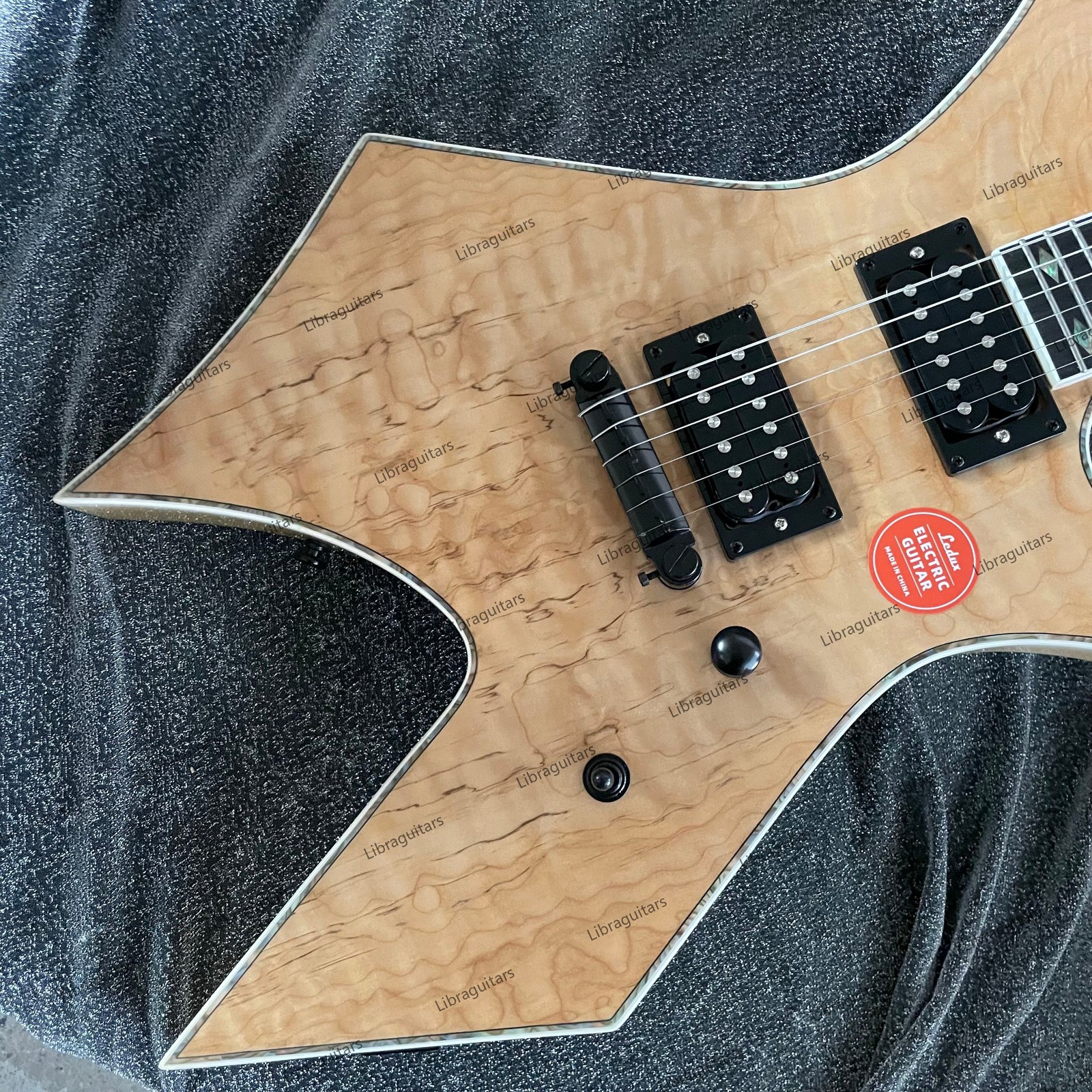 Electric Guitar Bone Nut Stainless Rounded Fret Edge Spalted Maple Top Veneer