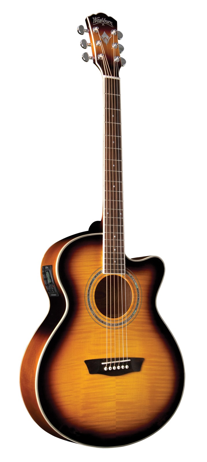 Washburn EA15 Festival Series Mini Jumbo Cutaway Acoustic Electric Guitar.