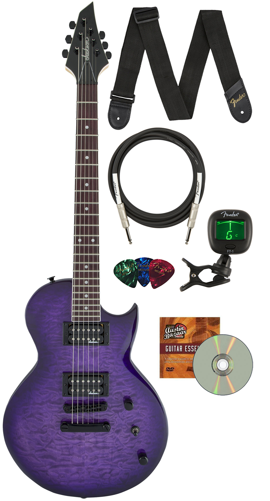 Jackson JS Series Monarkh SC JS22Q Electric Guitar – Transparent Purple Burst w/