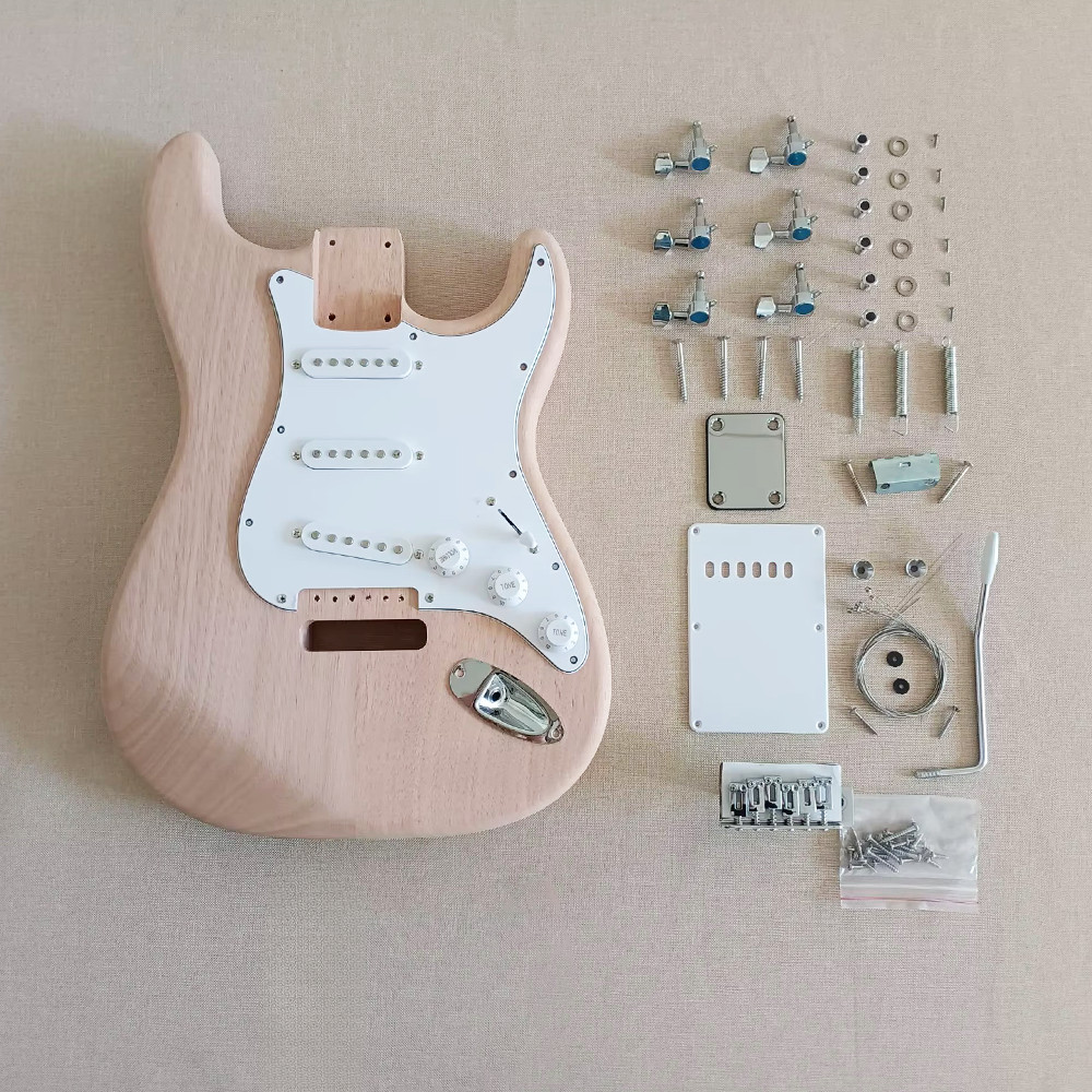 6 String DIY Electric Guitar Kit Mahogany Body Rosewood Fretboard Maple Neck