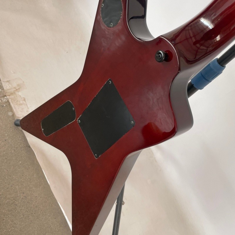 Solid Electric Guitar Blue Lightning Front Red Back Stainless Rounded fret Edge