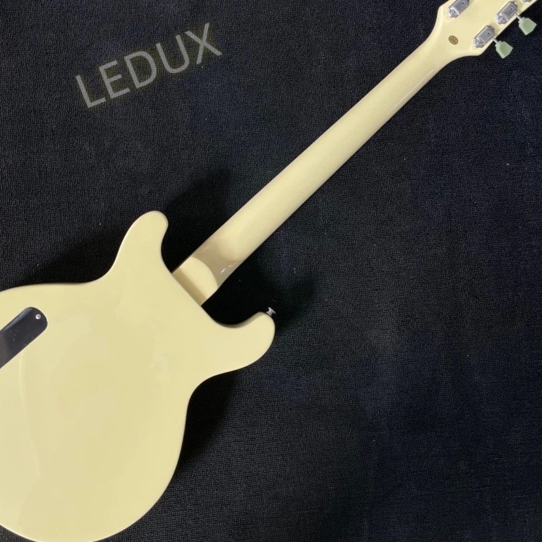 Cream LP Double Cut Electric Guitar P90 Pickups Black Pick guard Mahogany body