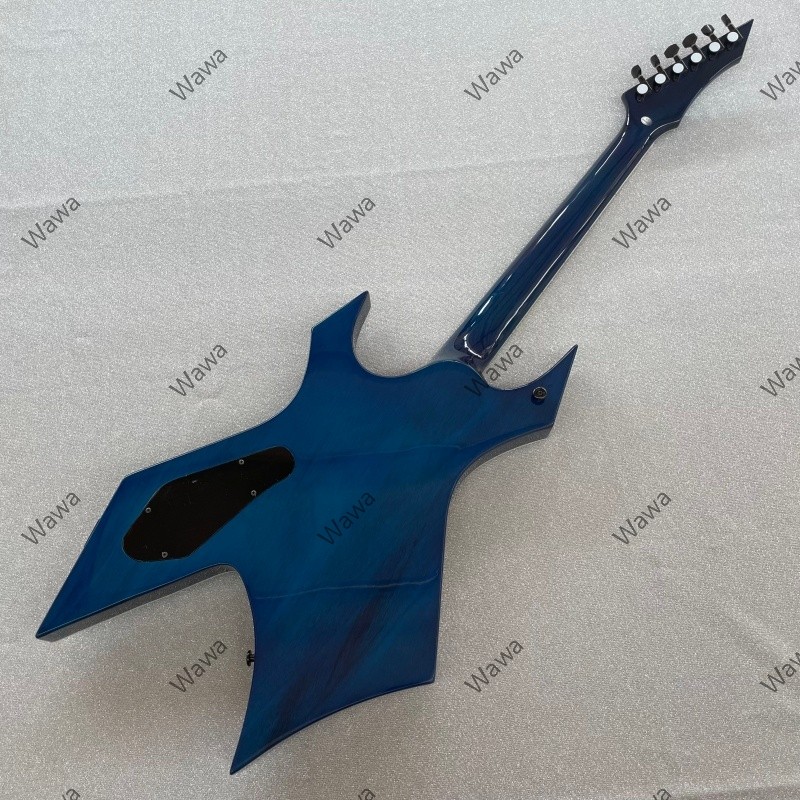 Unbranded Solid Electric Guitar Rounded fret Edge Blue Flamed Maple Hard Rock