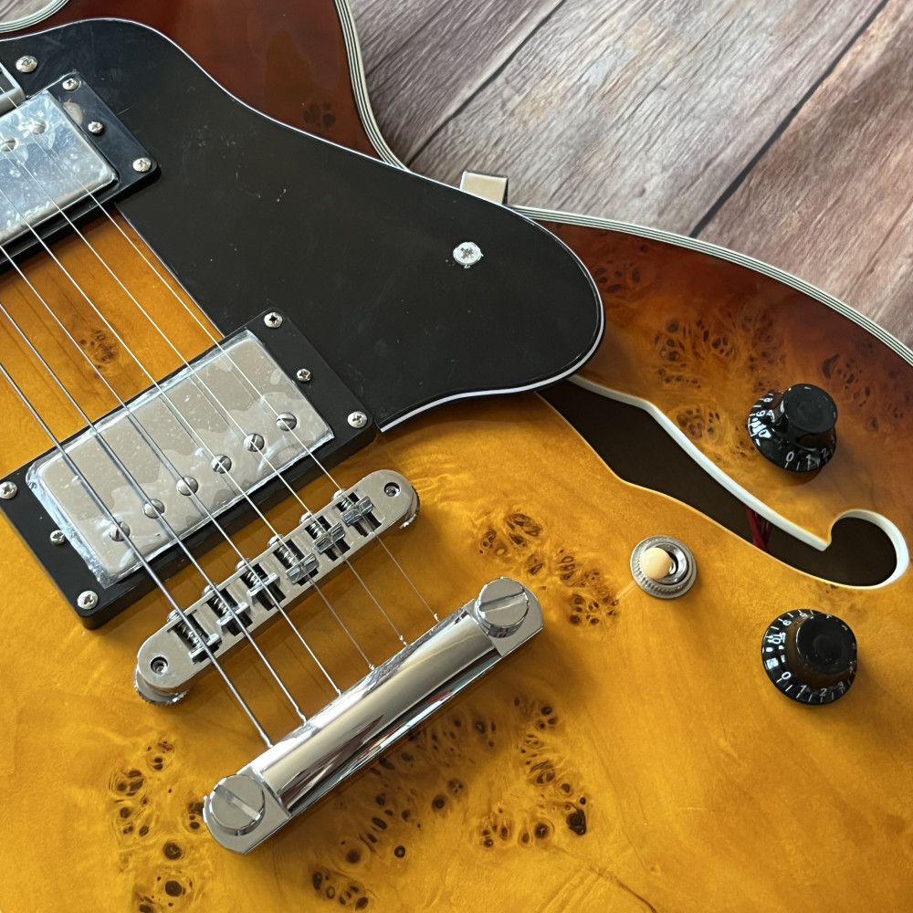 Custom 335 Sunburst Electric Guitar HH Pickups Rosewood Fretboard free shipping