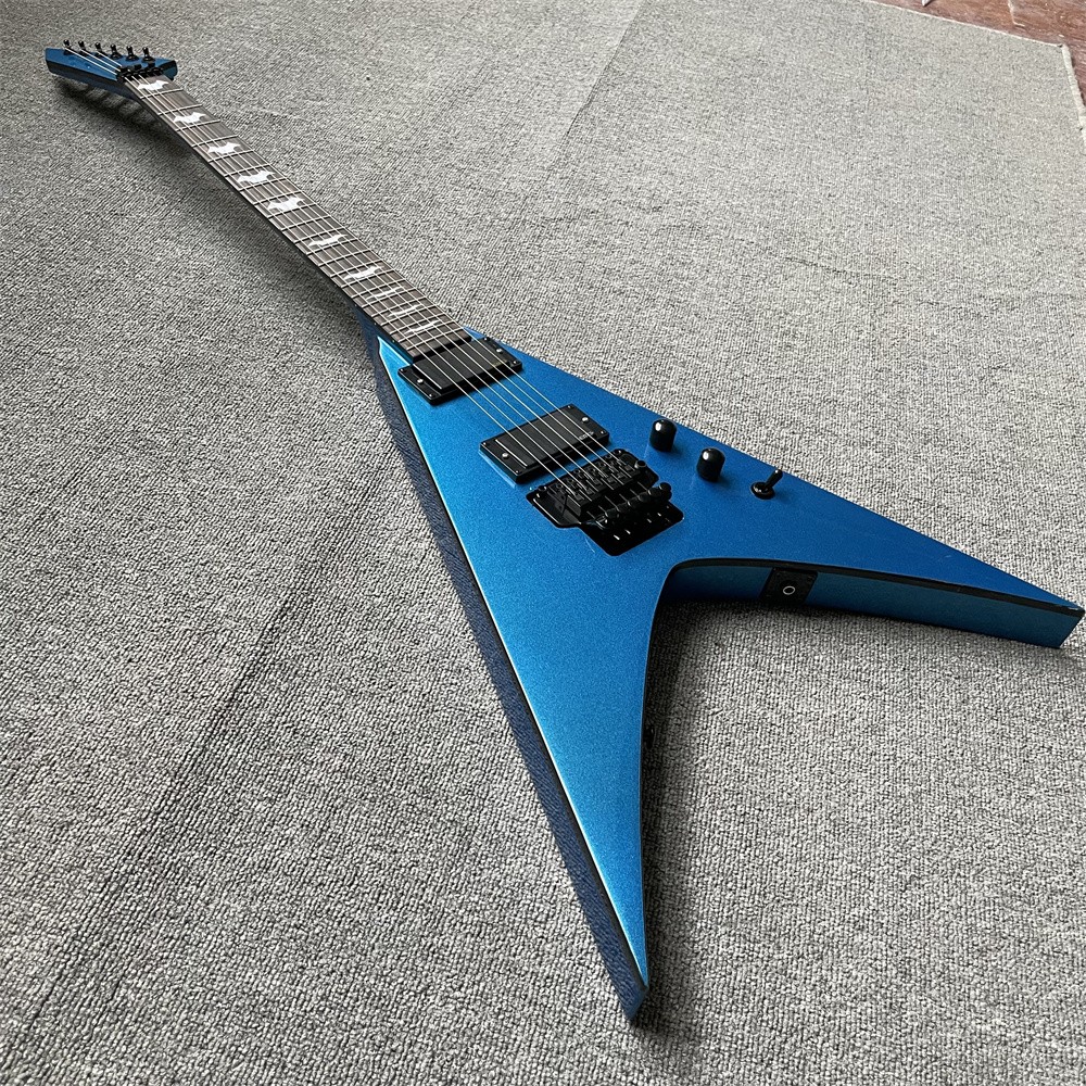 Solid Electric Guitar Active Pickups Rosewood Fretboard Bat Inlay Metallic Blue