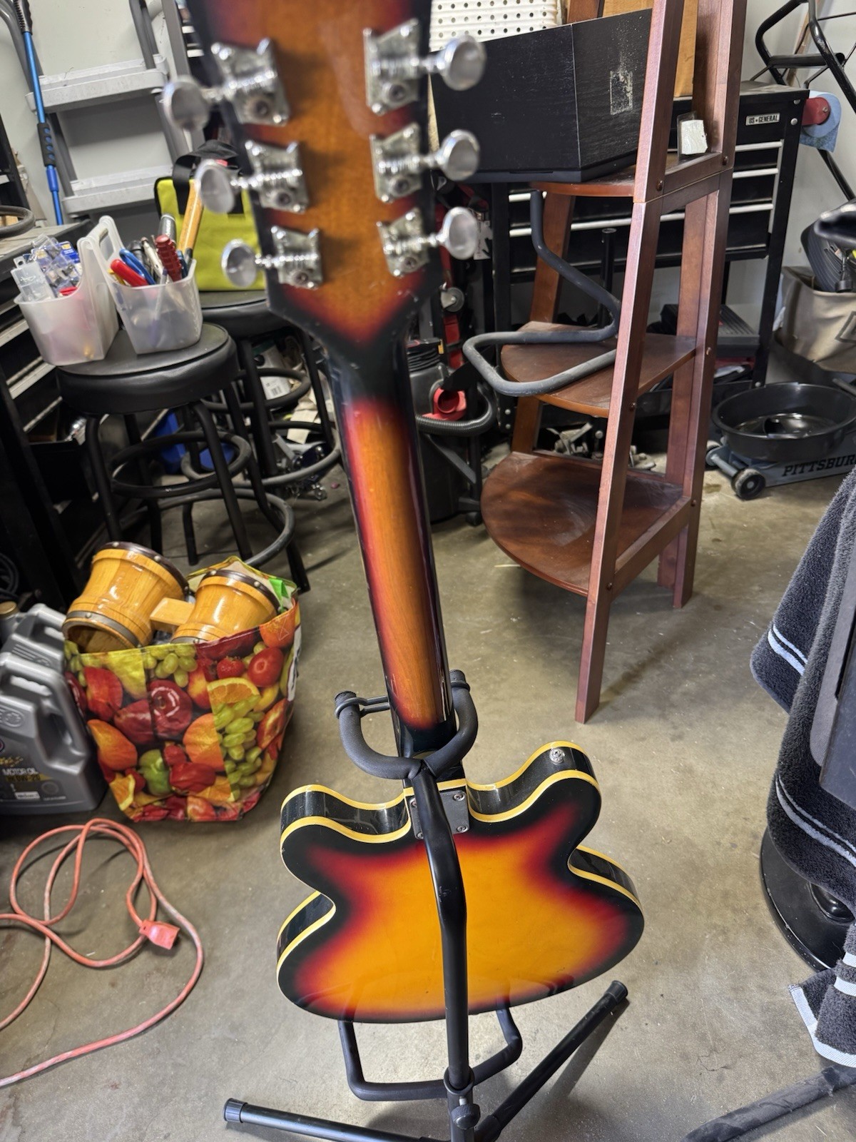 Vintage 1960s Teisco Model E-110 Tulip Sunburst Electric Guitar