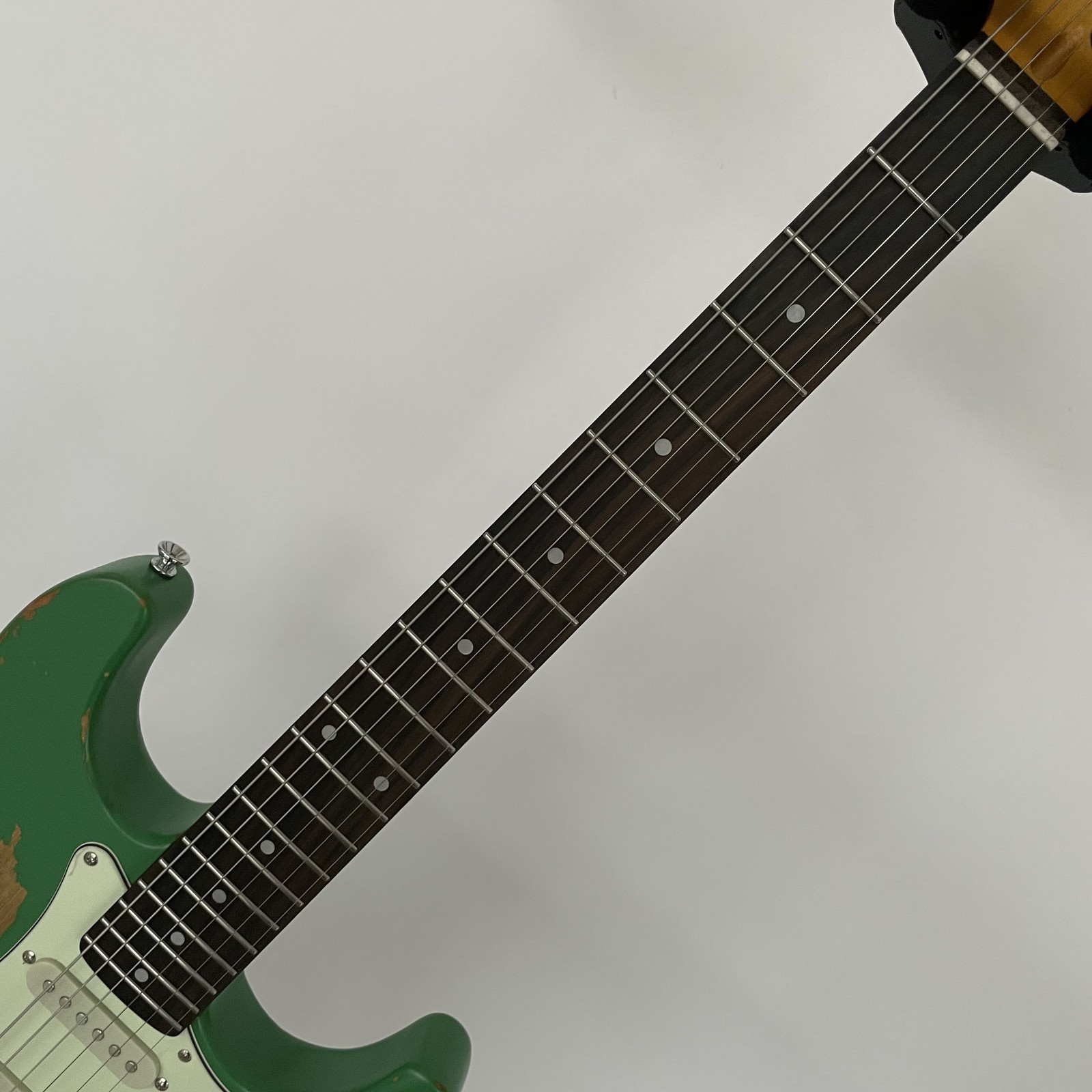 Green aged Basswood Solid Body Electric Guitar Chrome part fast ship maple neck