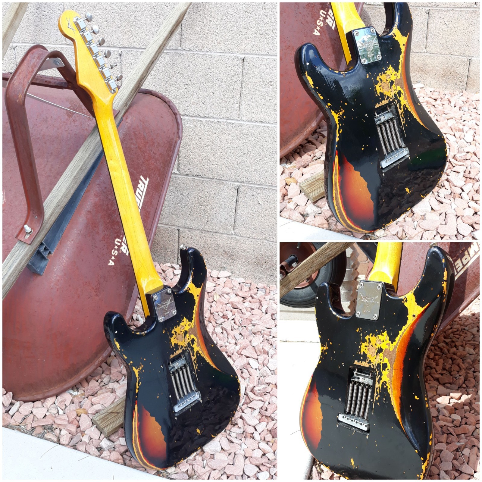Fender Stratocaster BLACK over SUNBURST Tribute 62