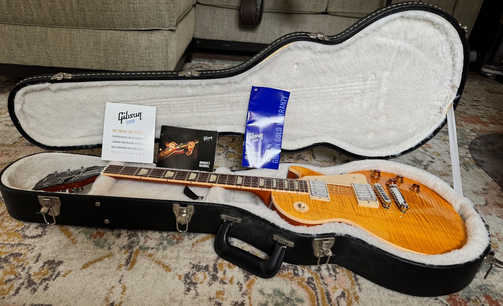 2013 Gibson Les Paul Standard Translucent Amber Flame Maple Top w/ OHSC & Tags