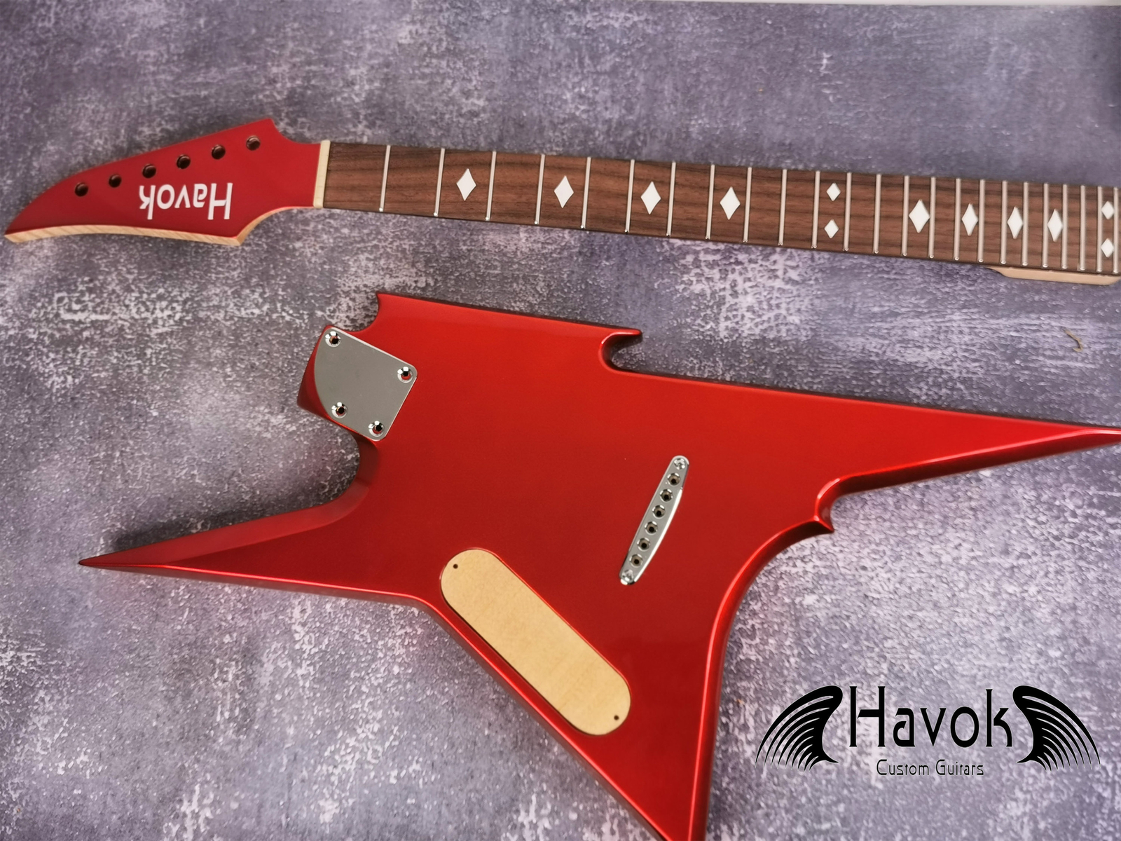 HAVOK Parabellum Guitar Kit, Stainless Steel Frets Flame Maple Neck Spoke Wheel